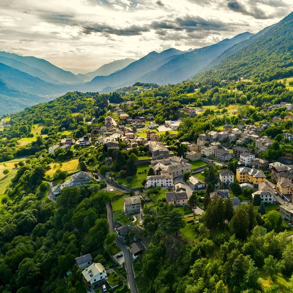 Teglio Valtellina Panoramische Luftaufnahme — Stockfoto