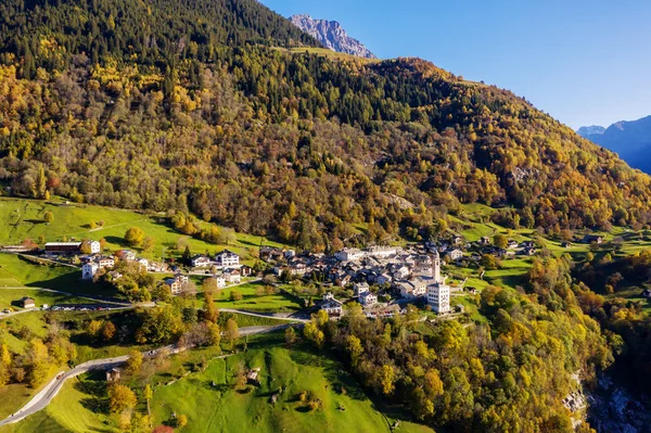 Soglio Vallée Bregaglia Suisse Vue Aérienne — Photo