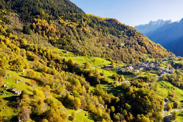 Soglio Vallée Bregaglia Suisse Vue Aérienne — Photo