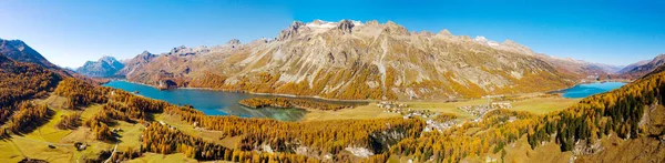 Schweiz Panorama Luftaufnahme Der Seen Von Silvaplana Und Silvaplana — Stockfoto