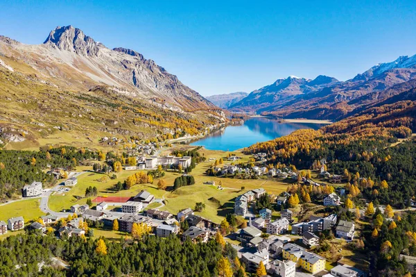 Bregaglia Vallei Zwitserland Maloja Pas Uitzicht Vanuit Lucht Naar Het Stockfoto