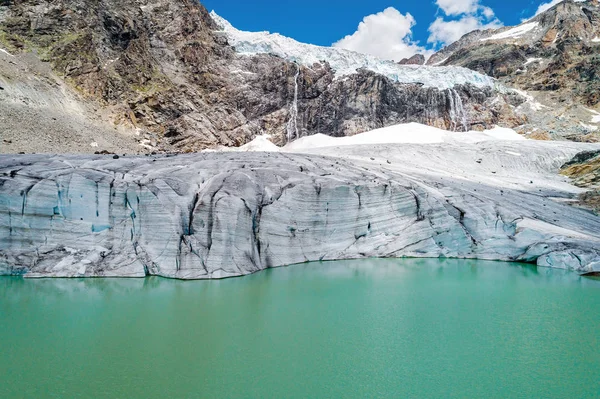 Valmalenco Luftaufnahme Des Fellaria Gletschers Juli 2018 — Stockfoto
