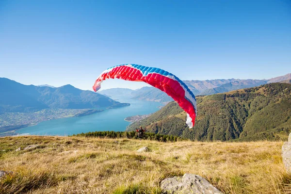 Lake Como Paragliding Flight Gera Lario — Stock Photo, Image