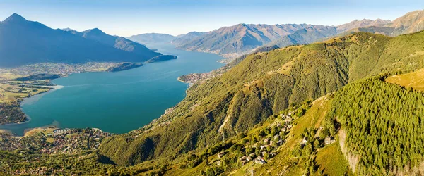 Panoramiczny Widok Lotu Ptaka Alto Lario Południe Jezioro Como — Zdjęcie stockowe