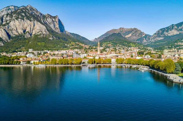 Lecco Vista Aérea Panorâmica Cidade — Fotografia de Stock