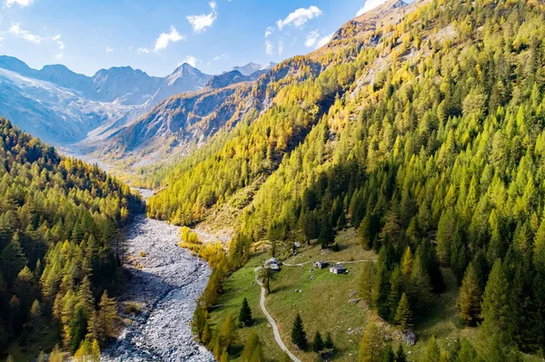 Valmalenco Chiareggio Uitzicht Vanuit Lucht Val Sissone — Stockfoto