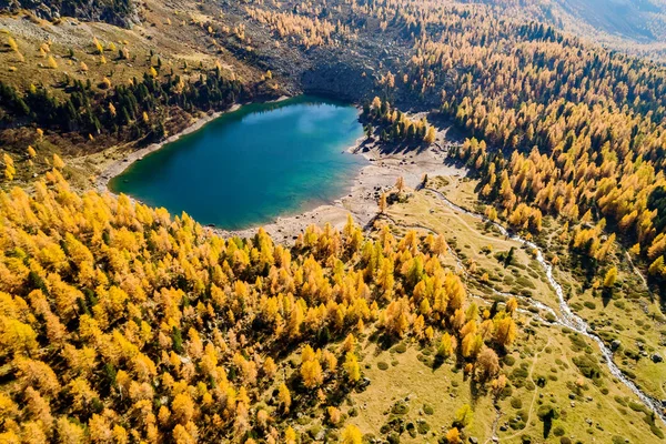 Zwitserland Val Campo Purple Lake Luchtfoto Van Herfst — Stockfoto