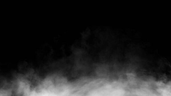 Smoke on the floor . Isolated black background. Design element.