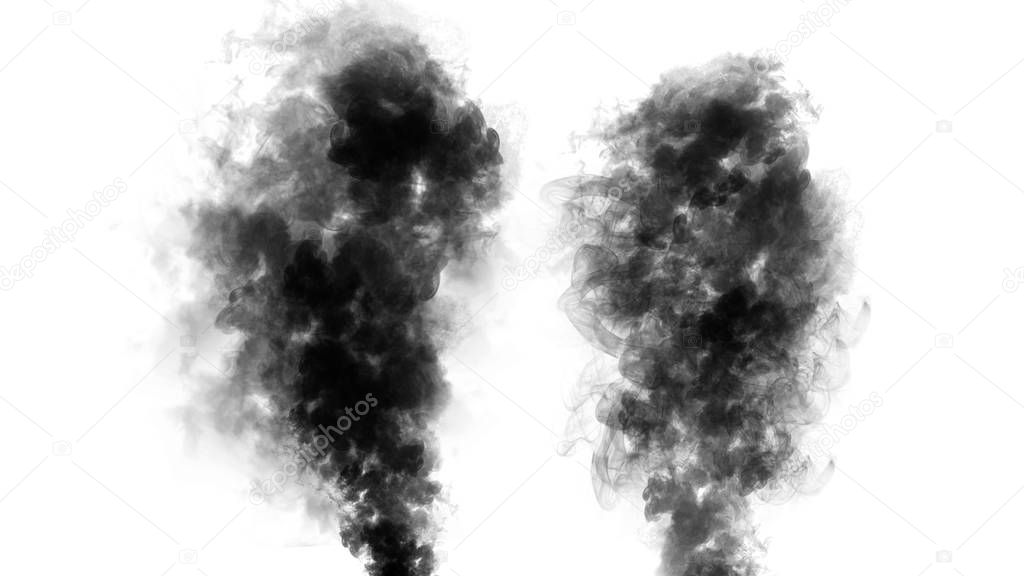 Smoke bomb on isolated white background. Texture overlays. Design element.