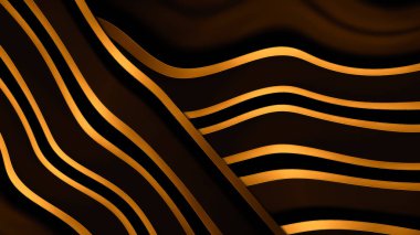 İzole edilmiş siyah arka planda soyut metalik altın. Tasarım ögesi şablonu veya telif alanı için çerçeve düzeni modern teknoloji dokusu.