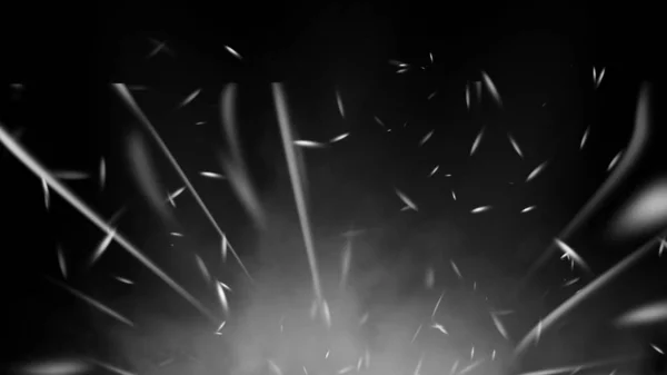 Partículas de brasas de fuego blanco con superposiciones de textura de proyector de humo. Efecto de quemadura sobre fondo negro aislado. Ilustración general . — Foto de Stock