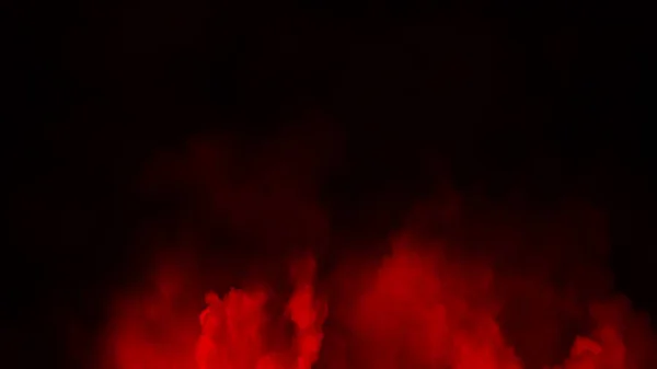 Paranormális vörös misztikus füst a padlón. Köd elszigetelt fekete háttérrel. Részvény illusztráció. Tervezési elem. — Stock Fotó
