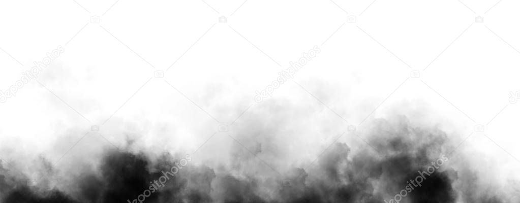 Panoramic view mystic dynamic smoke on isolated background. Design texture freezing effect fog . Stock illustration.