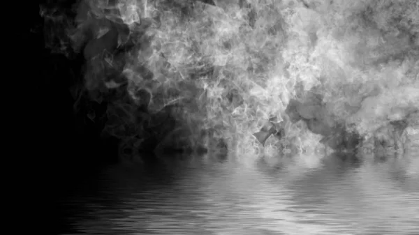 Realistic isolated fire effect for decoration and covering on black background with water reflection. Stock illustration. — 스톡 사진