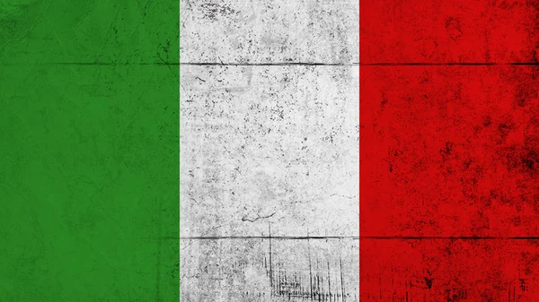 イタリアのヴィンテージ傷のグランジフラグ。古いテクスチャの国旗。ストックイラスト. — ストック写真