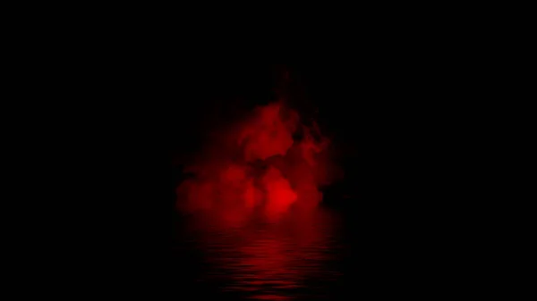 El vapor de niebla abstracto se mueve sobre el fondo. El concepto de aromaterapia. Bomba de humo con reflejo en el agua. Ilustración general . — Foto de Stock