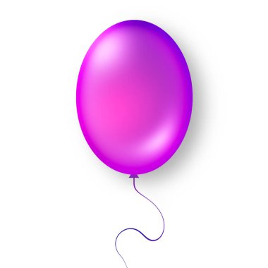 Mor doğum günü balonları. Parti ve kutlamalar için balon uçuşu. Beyaz arka planda izole edilmiş. Tasarım kapağı, broşür ya da afiş için stok ilanı.