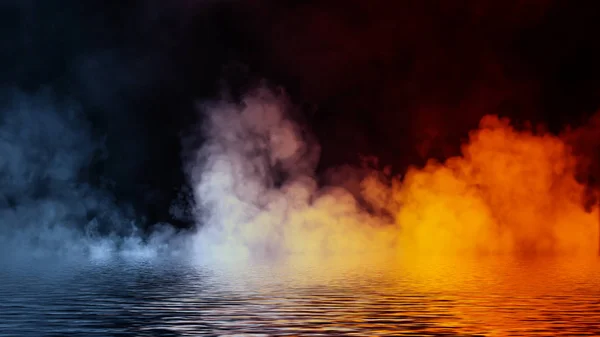 Fumaça mística paranormal no chão. Nevoeiro isolado sobre fundo preto. Ilustração das existências . — Fotografia de Stock