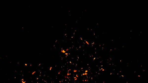 Fuego brasas partículas textura superposiciones. Efecto de quemadura sobre fondo negro aislado . — Foto de Stock