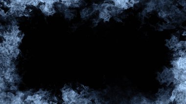 Overlays screen blue smoke border. Vintage old frame texture.