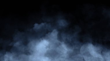 Görüntü dumanı yerde. İzole edilmiş siyah arka plan. Metin ya da boşluk için puslu sis efekti dokusu.