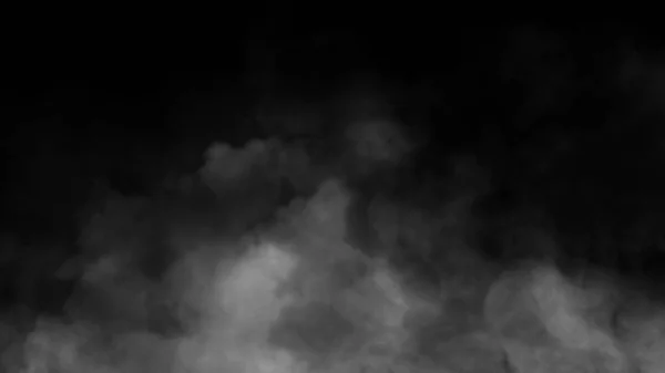 Rauch auf dem Fußboden. isolierter schwarzer Hintergrund. Nebeleffekt Textur-Overlays für Text oder Leerzeichen. — Stockfoto
