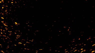 Fire embers particles texture overlays. Explosion burn powder spray burst on isolated black background. Stock illustraion.