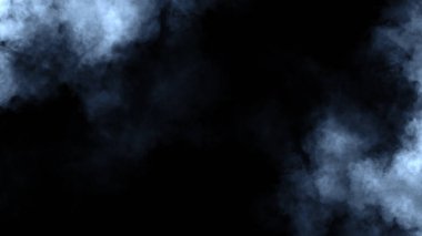 Soyut mavi duman siyah arka planda hareket eder. Aromaterapi kavramı. Stok illüstrasyonu,