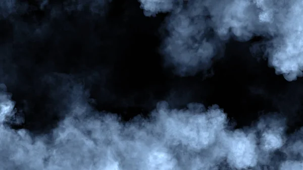 Abstraktní modrý kouř páry se pohybuje na černém pozadí. Koncept aromaterapie. Stock illustration, — Stock fotografie