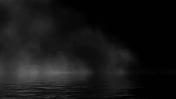 Mlha Mlha Efekt Černém Pozadí Krytí Kouřové Textury Objemová Ilustrace — Stock fotografie