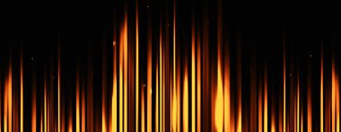 Panomarik parlak ışık çizgileri soyut arkaplanda hareket halinde. Altın ışınlar. Led Light. Geleceğin teknolojisi. Parlak dinamik sahne. Neon ışıkları. Sihir hızlı ilerliyor. Parlak duvar kağıdı çizimi.