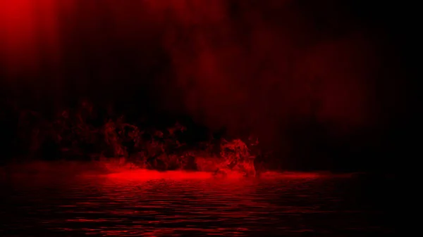 Mystica Red Smoke Reflection Shore Stock Illustration Background Design Element — Stock Photo, Image