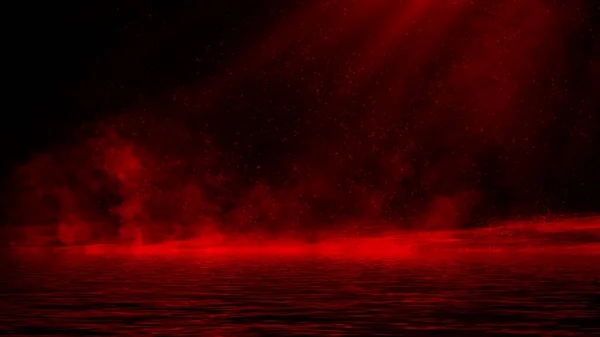 Mystica Vörös Füst Tükröződéssel Parton Készlet Illusztráció Háttér Tervezési Elem — Stock Fotó