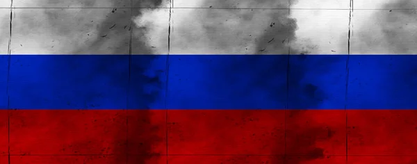 Винтажный Старый Флаг России Художественная Текстура Российского Национального Флага — стоковое фото