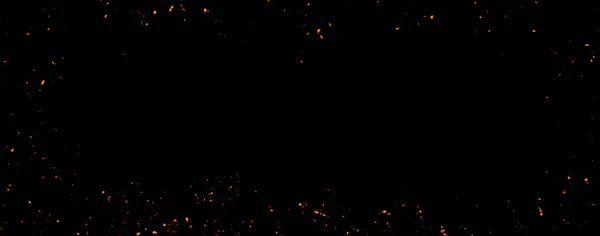 Brandglutpartikel Überlagern Sich Burn Effekt Auf Isoliertem Schwarzem Hintergrund Archivbild — Stockfoto
