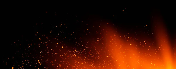 Fire embers particles texture overlays . Burn effect on isolated black background. Stock illustration. Film texture effect.