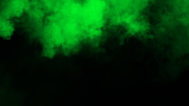 Yerde sigara iç. İzole edilmiş siyah arka plan. Metin ya da uzay için puslu yeşil sis film efekti dokusu. Stok illüstrasyonu.