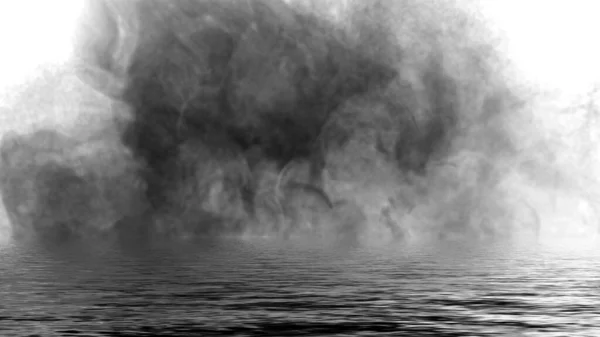 Mystický Kouř Podlaze Mlha Izolovaná Černém Pozadí Objemová Ilustrace Úvahy — Stock fotografie