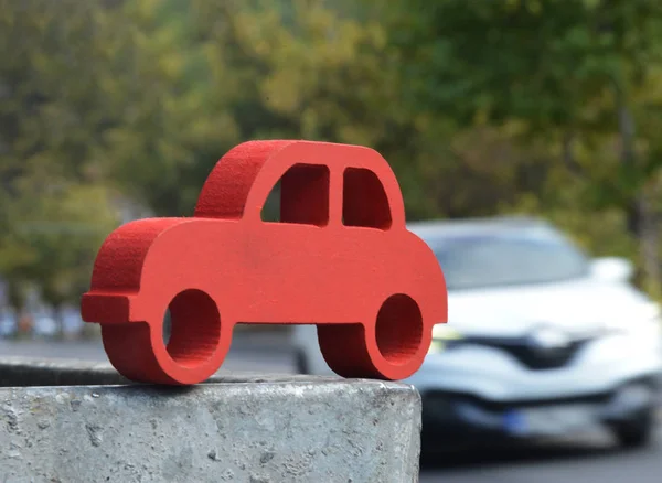handmade wooden miniature red toy car