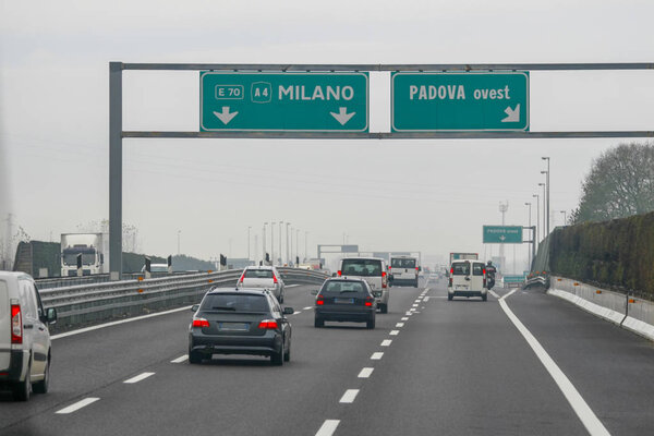 Milan road signage in Italy