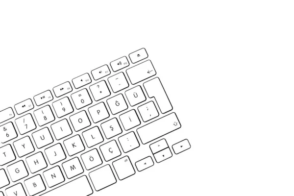 White computer keyboard and keys — Stock Photo, Image