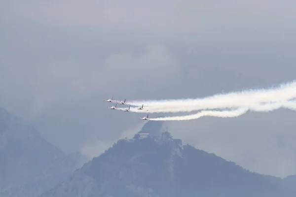 Turkish army planes performing air show