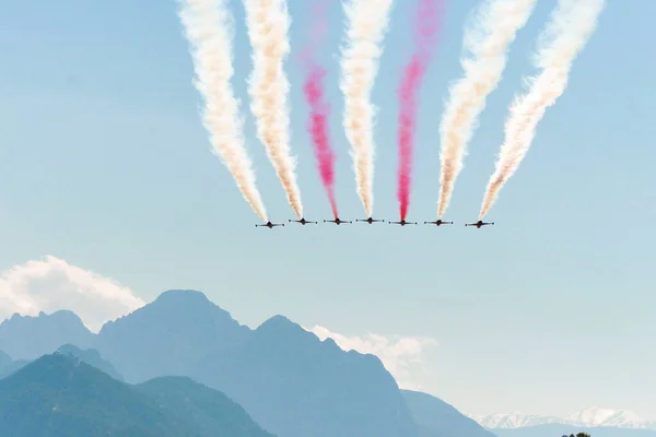 Turkish army planes performing air show
