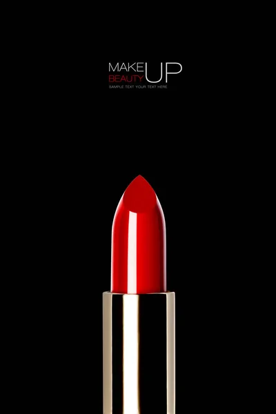 Shiny new red or scarlet lipstick over black — Stock Photo, Image