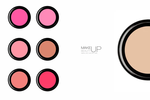 Gamme colorée de blush tendance et de maquillage en poudre — Photo