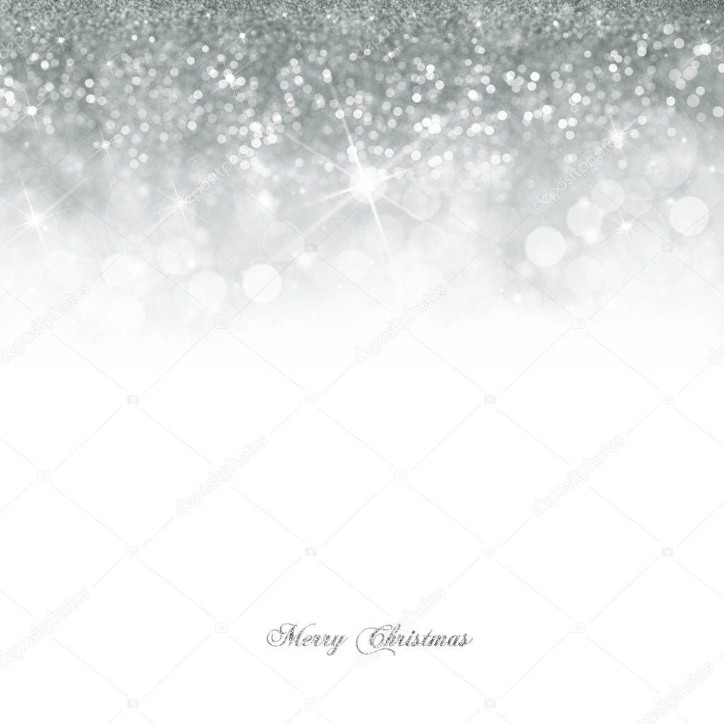 Bright silver Christmas bokeh background
