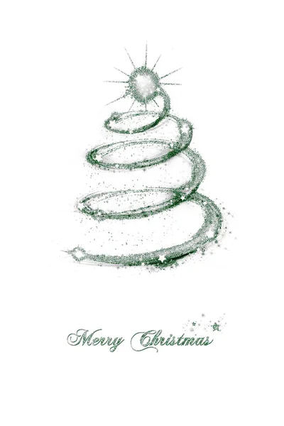 Christmas greeting card design with swirling tree — Stock Photo, Image