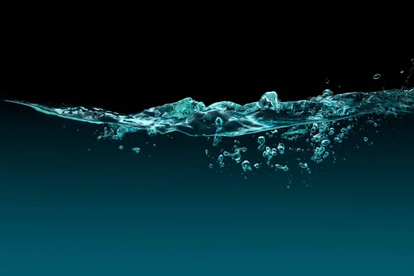 Waterline. Zdravá a čerstvá voda s kyslíkovými bublinami — Stock fotografie
