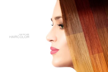 Colored hair concept. Beauty model with colorful dyed hair clipart