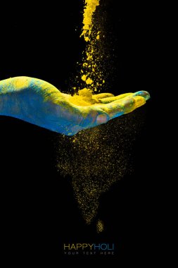 Holi için renkli toz tutuyoruz. Renkler Festivali